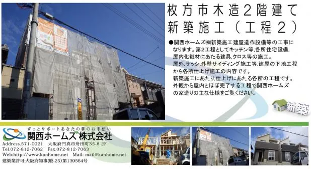 京阪沿線木造戸建て新築工事!　京阪沿線で新築,建て替えは最高の品質と安い関西ホームズ株式会社