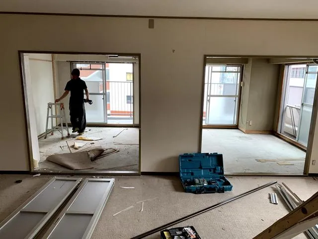 大阪市北区のマンション内装全面リフォーム,L45フローリング全面施工,マンションのフルリフォーム